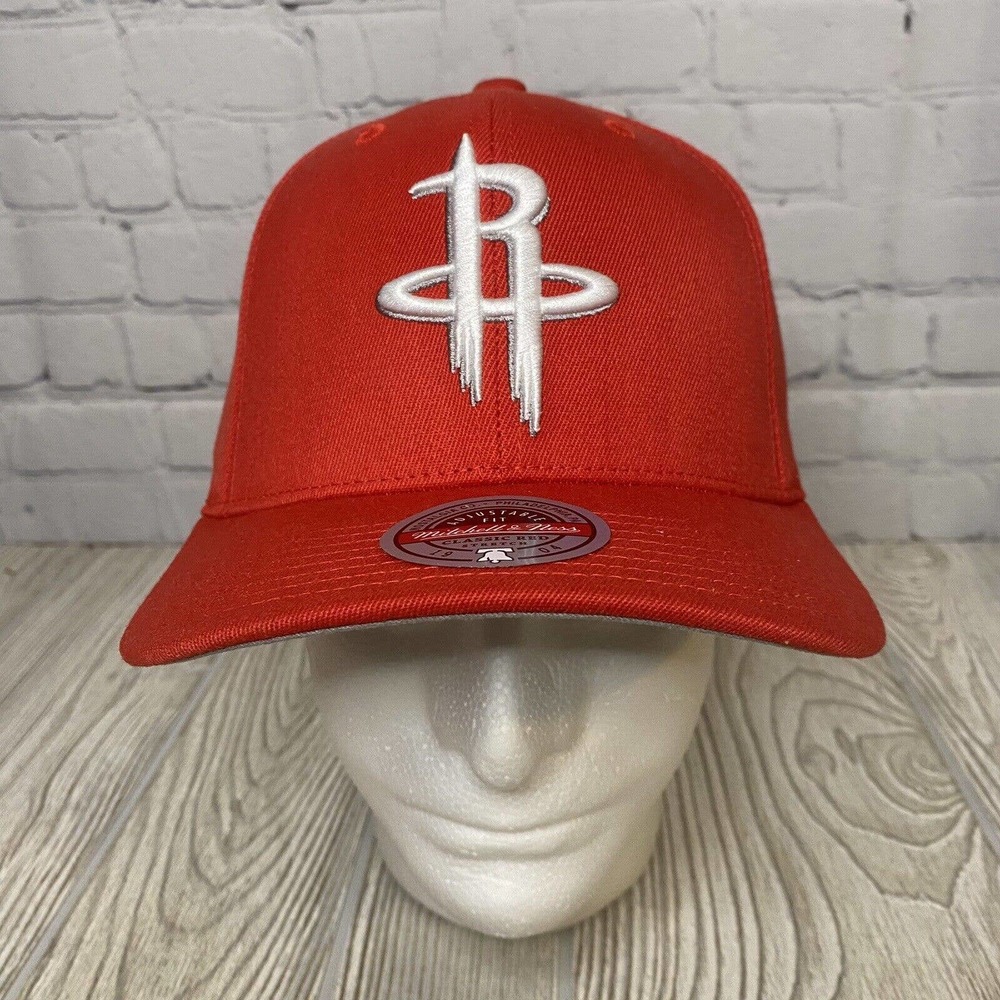 Mitchell Ness Houston Rockets Logo Snapback Hat Red Team Ground NBA New
